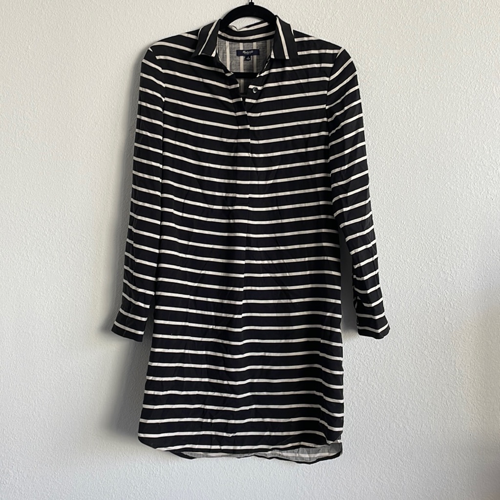 100 Silk Striped Shirt Dress